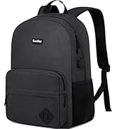 Kuosdaz Black Backpack for School Teen Boys &amp; Girls, Lightweight Casual Backpacks for Men and Wom...