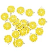 Dwuww 20 Pcs Yellow Lemon Fruit Enamel Lemon Charms Pendant Beads for DIY Jewelry Making Bracelet...