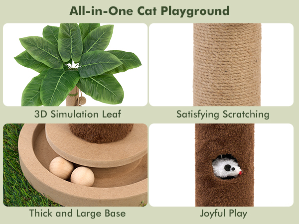 Scratcher with Cat Toy Mouse Hole for Large Cats Adults Cats