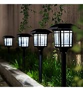 GIGALUMI Garden Path Lights 8 Pack, Solar Powered, Bright Outdoor Yard Lights Waterproof for Land...