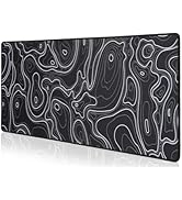 Topographic Map Waterproof Mouse Pad - Extended Contour Mouse Mat for Home and Office, Large Gami...
