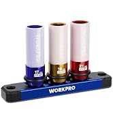 WORKPRO 1/2" Drive Lug Nut Impact Duty Socket Set, 3 Pieces 17-19-21mm Deep Thin Wall Socket Set,...