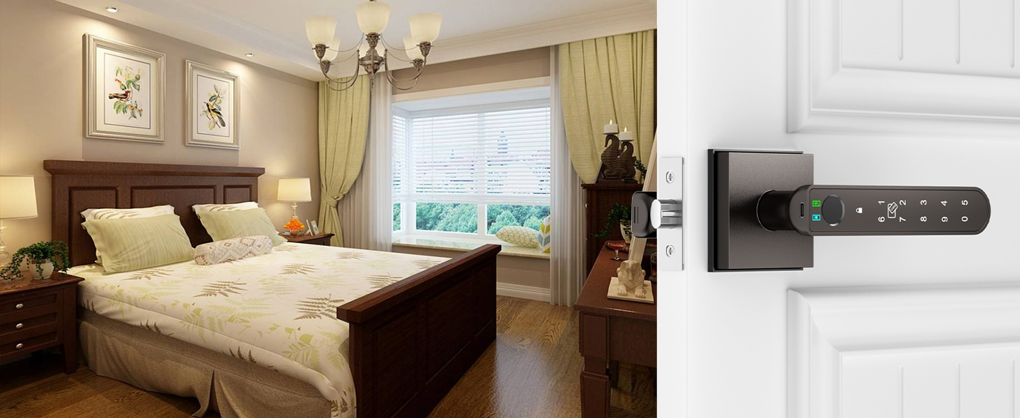 Bedroom Door Lock with keypad grey