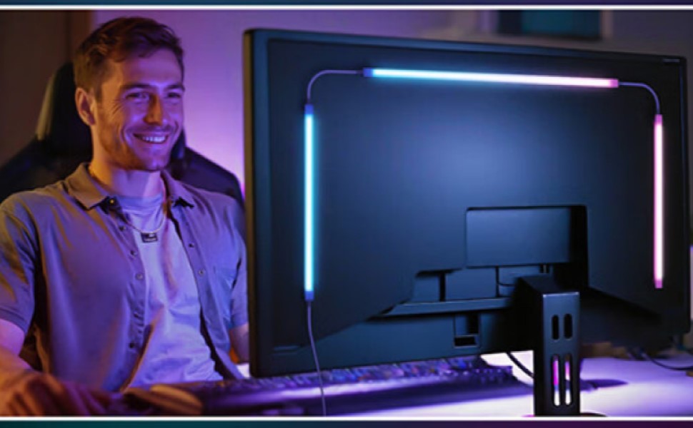 Computer Light Bar Behind Monitor