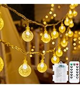 Minetom Crystal Globe String Lights Battery Operated - 17 ft 30 LED Globe Fairy Lights with Remot...