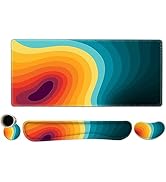 Lauspuck Keyboard Mouse Pad Set, Extended Gaming Mouse Pad +Keyboard Wrist Support +Mouse Wrist R...