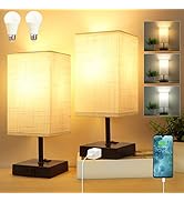 Dott Arts Table Lamp for Bedroom Set of 2,Minimalist Bedside Lamps with AC Outlets,Night Light 27...