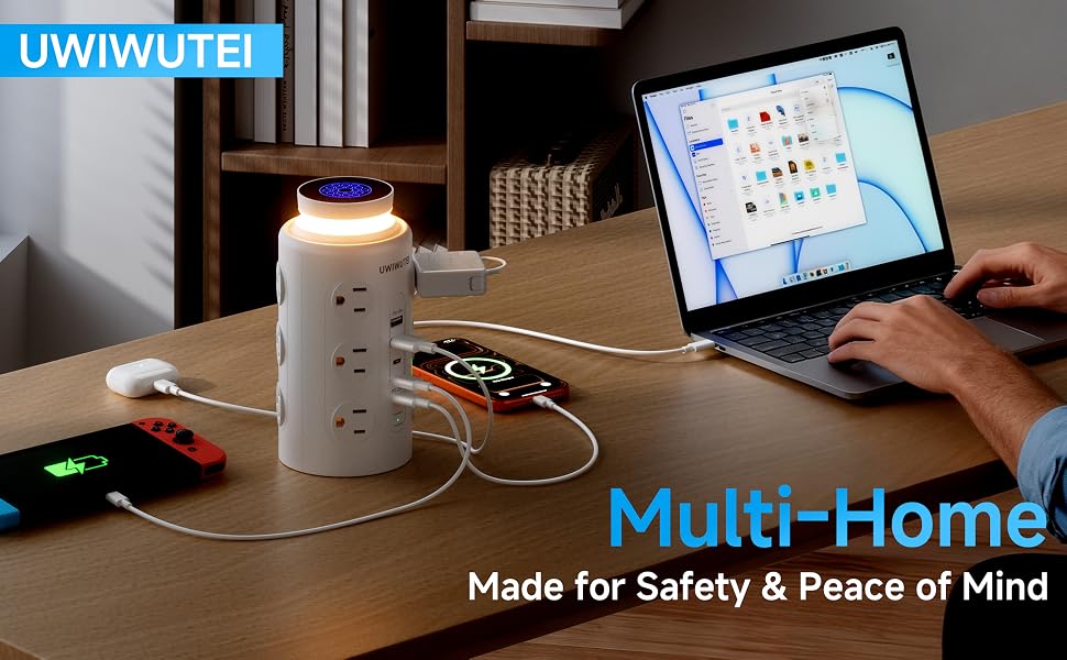 Tower Power Strip Surge Protector with Wireless Charging &amp;amp;amp;amp;amp;amp; Night Light