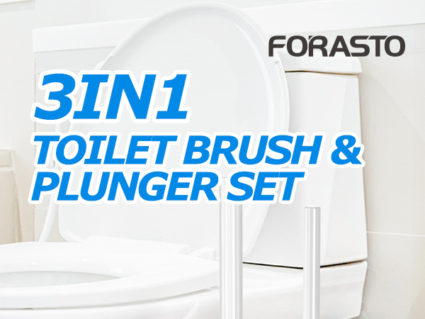 FORASTO 3 in 1 Toilet Brush and Plunger Set