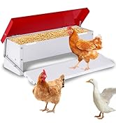 PAULOZYN 9L Automatic Chicken Feeder Treadle Rat Proof Metal Galvanized Poultry Feeders Treadle C...