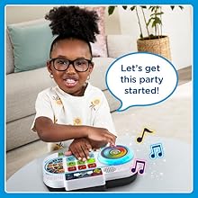 Toy DJ Mixer says: Let’s get this party started as kid spins the DJ disc &amp; gets creative with music!