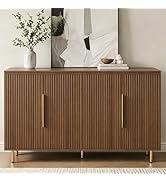 USHOWER 56" Sideboard Buffet Cabinet with Storage - 4 Fluted Doors &amp; Adjustable Shelves, Modern B...