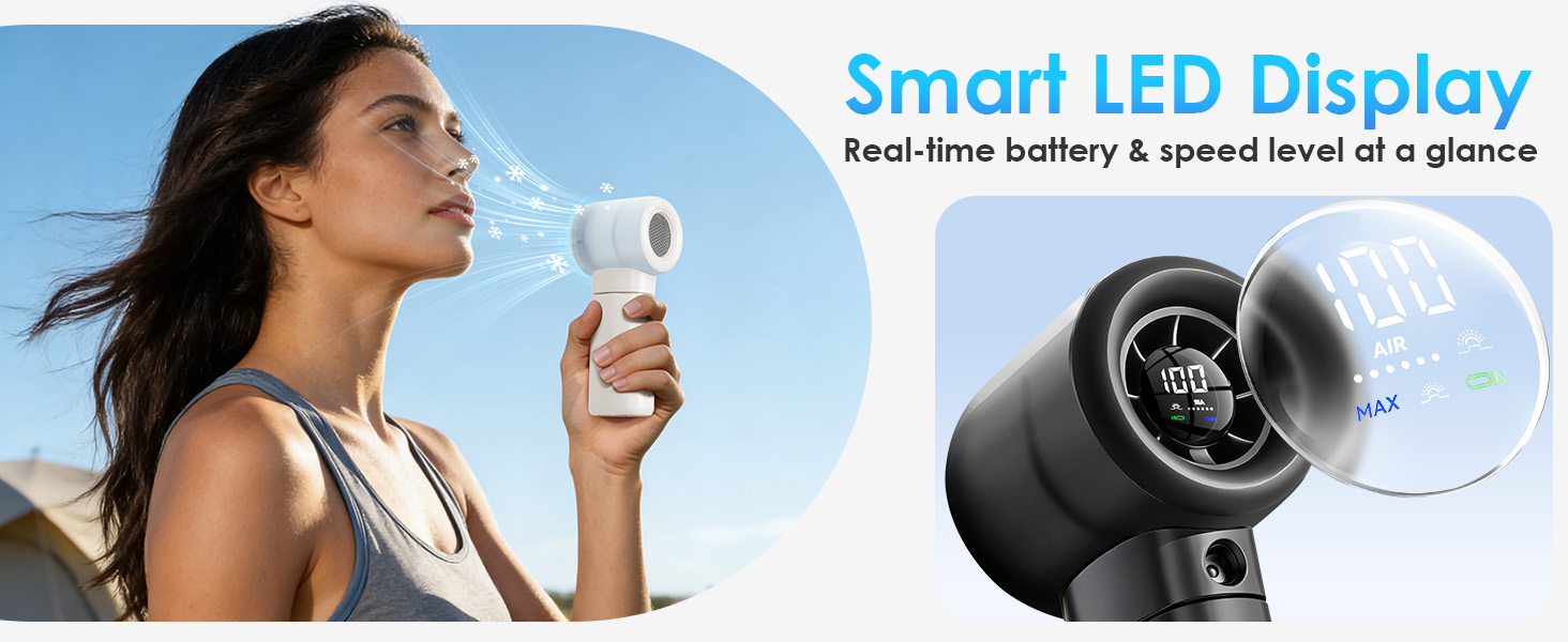 LED display Monitor remaining battery life, current speed setting, and mist mode—all at a glance