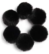 SUSULU Black Pom Poms for Crafts Fluffy Faux Fur Pom Pom Balls Small Black Pompoms with Tiny Cord...