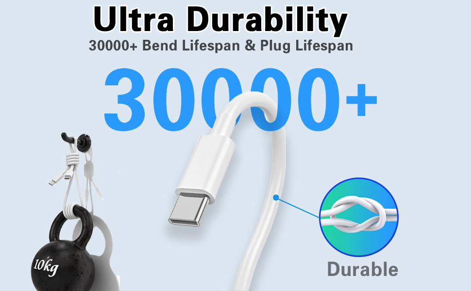 The charging cable has undergone 30000 bending tests.