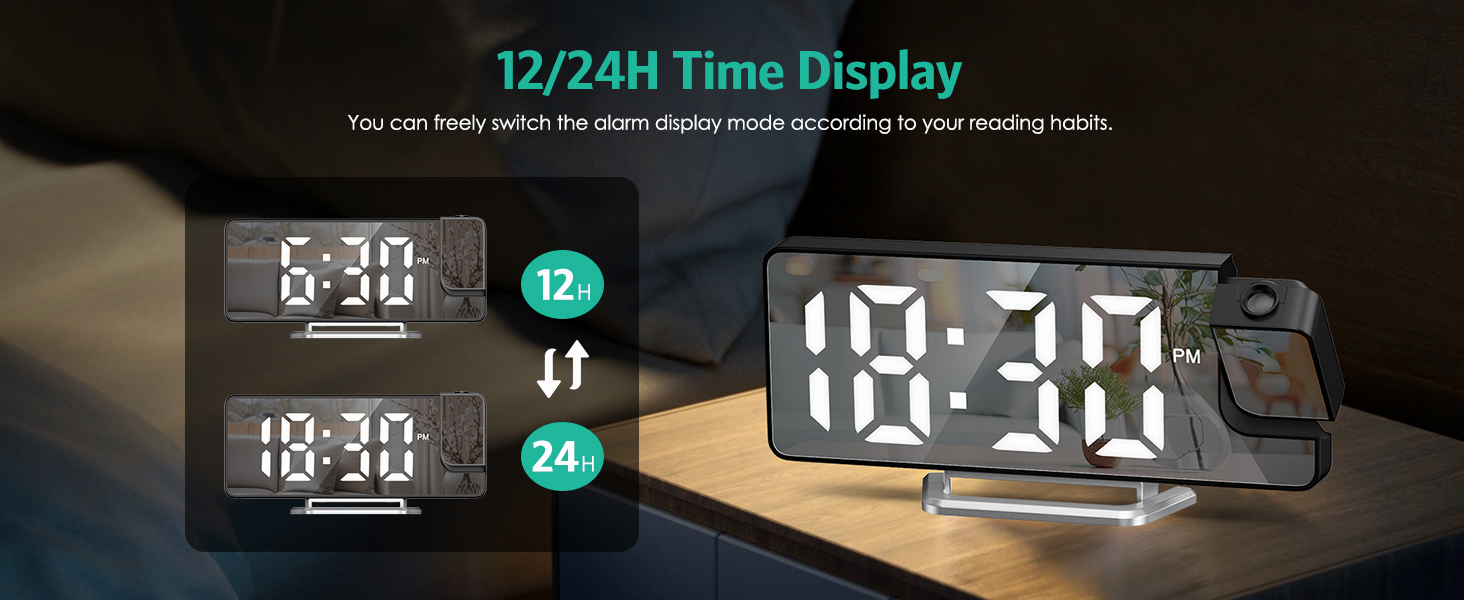 bedroom projection alarm clock red display digital clock with projector