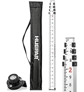 Huepar 9 - Foot Aluminium Grade Rod -10ths 4 Telescopic Sections with Bubble Level - Waterproof S...