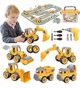 Take Apart Construction Truck Toys for Kids Ages 3-8 | STEM Learning Building Kit with Electric D...