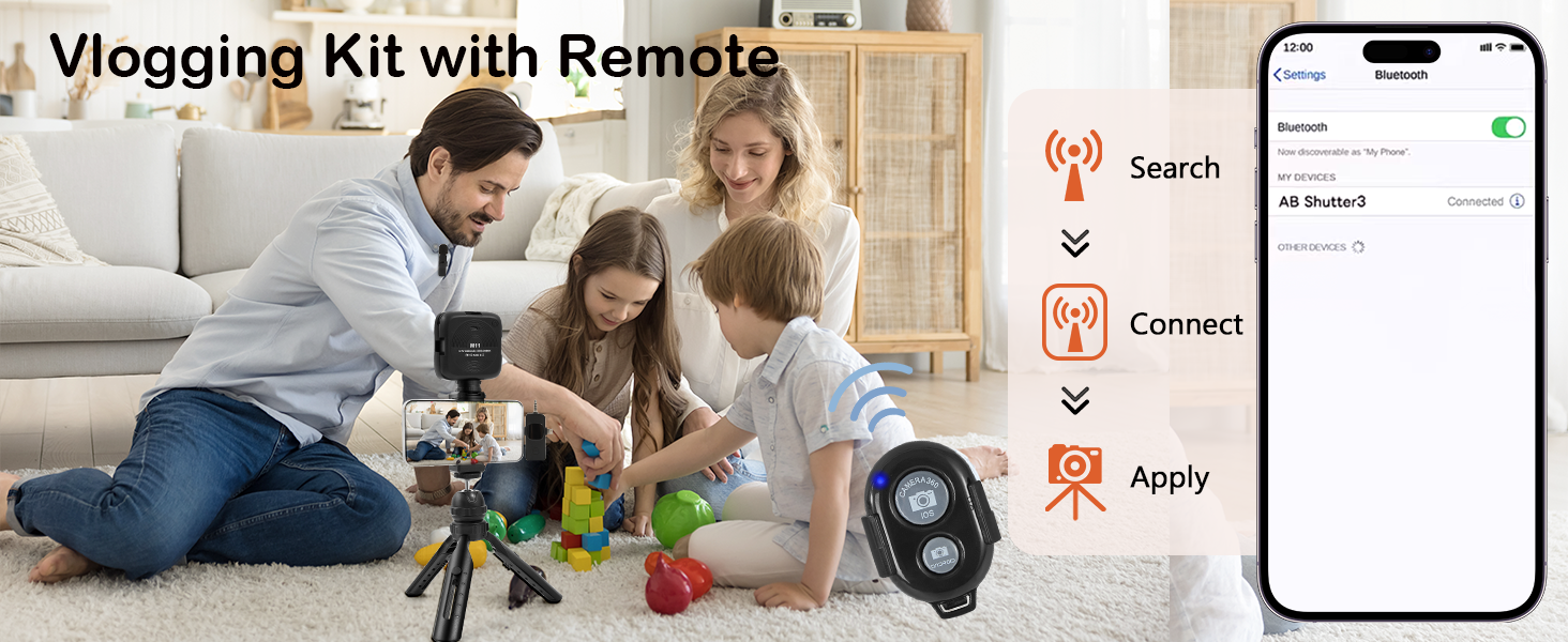 Heliora Vlogging Kit for iPhone, Android with Tripod