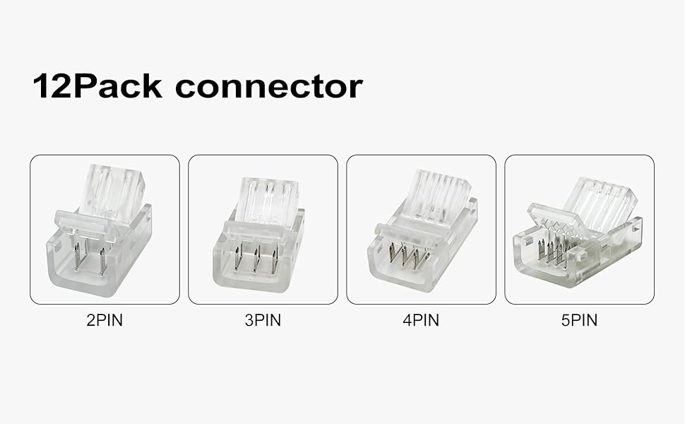 cob led strip connector 2pin/4pin/5pin 8mm 10mm