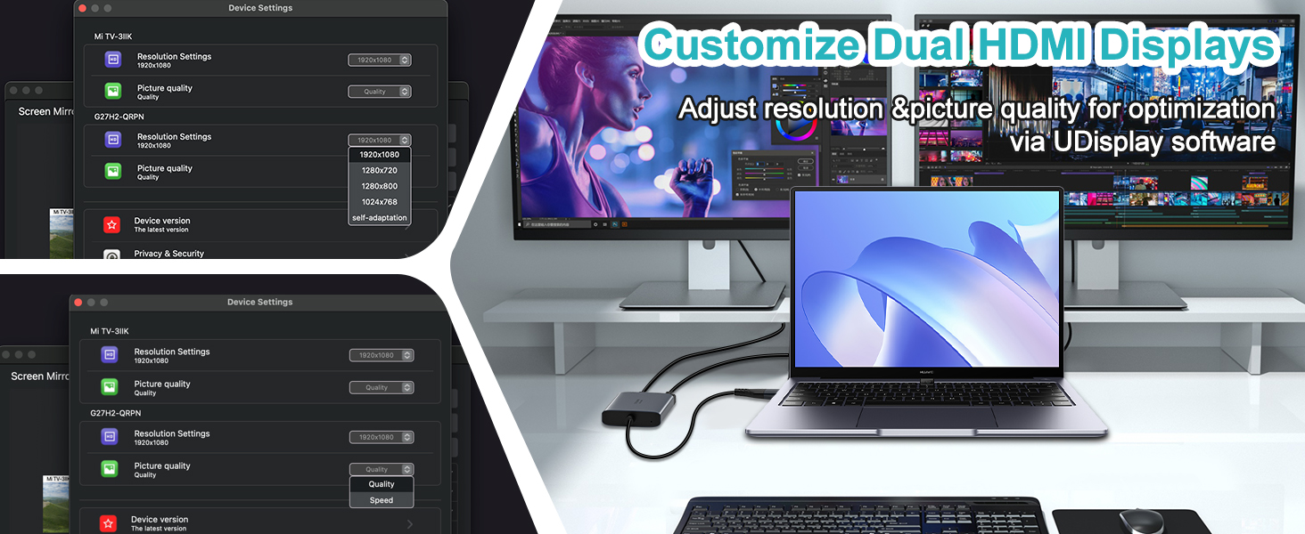 USB C to Dual HDMI Adapter