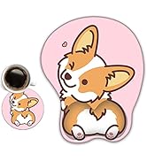 DINKY Ergonomic Mouse Pads, Mouse Pad with Wrist Rest , Non-Slip PU Base Corgi Anime Mousepads wi...