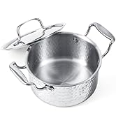 Boryenty Tri-Ply Stainless Steel Stock Pot,2 Quart Sauce Pan with Lid, Induction Pasta Pot Compat...