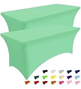 Smiry 2 Pack Spandex Table Cloth 6FT, Elastic Fitted Stretch Tablecloths for Rectangle Tables, Wa...