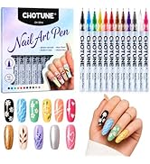 IOMDRWU Nail Art Pens, 12 Color Nail Art Markers, 0.7mm Fine Tip Waterproof Quick-Drying Polish P...