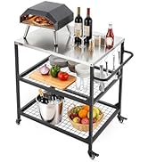VEVOR Outdoor Grill Cart, 31.5 x 24.0 inch Stainless Steel Tabletop Size Grilling Table, Outdoor ...