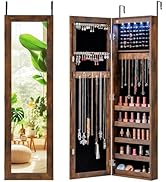 Giantex Wall or Door Mounted Jewelry Cabinet with Full Length Mirror, Over The Door Jewelry Armoi...