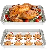 2-Pack 304 Stainless Steel Toaster Oven Pans,10.4”x8.1”x1” Deep Baking Trays,Non-Toxic Heavy Duty...
