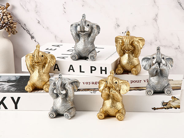 lephant figurines resin elephant decor small elephant statues lucky elephant set
