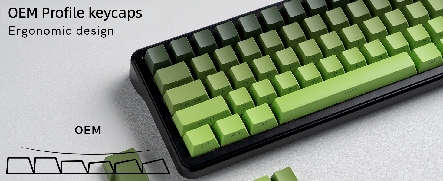 Matcha green Double Shot PBT Keycap Set, Shine Through Keyboard keycaps,Side Printed Custom Key caps