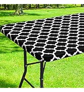 Smiry Rectangle Picnic Table Cover, Waterproof Elastic Fitted Camping Tablecloths for 6 Foot Tabl...