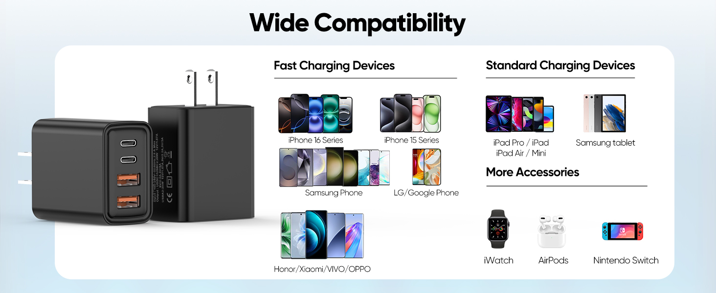 multi outlet wall plug,usb-c power adapter,Mobile phone charging cable,usb c brick,iphone16 pro max