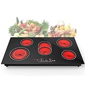 Electric Cooktop 36 inch 5 Burner 8600W Built-in Electric Burner Stove Top 220V Electric Ceramic ...