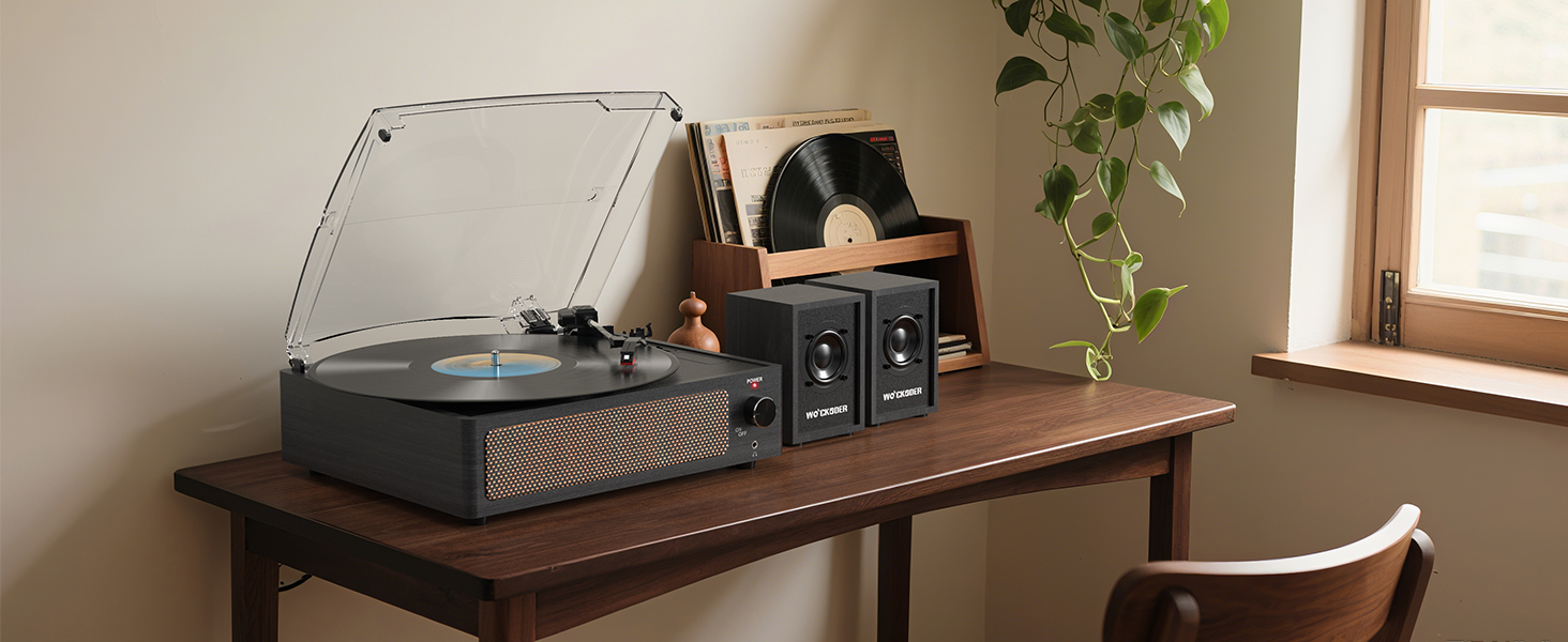 record player with speakers