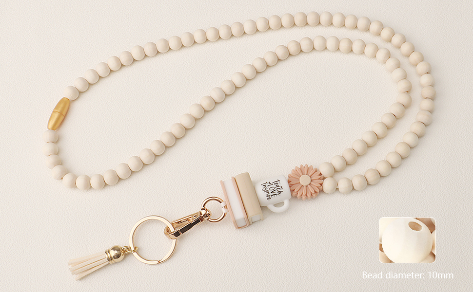 2024 Wood bead teacher lanyard