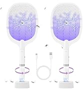 Electric Fly Swatter Racket, 4000V Bug Zapper Racket Rechargeable Fly Zapper Dual Modes Mosquito ...