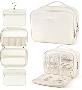 YOPCDJ Hanging Toiletry Bag with Jewelry Organizer,Travel Bag for Toiletries,PU Leather Cosmetic ...