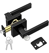 TICONN Black Door Handle Heavy Duty, Matte Black Door Knob Reversible Square Door Lever for Bedro...