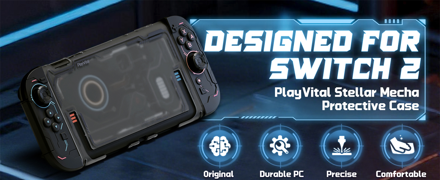 PlayVital Protective Case for Nintendo Switch 2, Stellar Mecha Ergonomic Cover