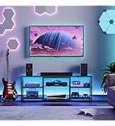 HOOBRO LED TV Stand for 65 Inch TVs with Charging Station, Gaming Entertainment Center with 3-Tie...