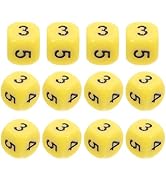 ibasenice Math Numbers Dice 12pcs 0-5 Acrylic Number Dices 16mm Rounded Corner Table Game Dice Mi...