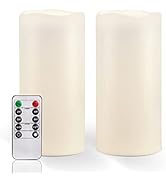 Amagic 8” x 4” Outdoor Waterproof Candles with Remote Control, Battery Operated Large Flameless C...