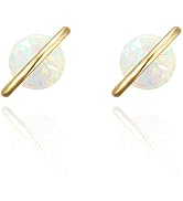 MUSTHAVE Planet 18K Rose/White/Yellow Gold Plated 925 Sterling Silver Post Dainty Opal Stud Earri...