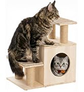 KinoTail 3-in-1 Pet Stairs for Cats, 6.3" Depth Pet Steps for Cat, Wood Cat Stairs for High Bed a...