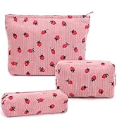 3 Pcs Makeup Bag Cosmetic Bag Set for Girls Women Travel Organizer Bathroom Toiletry Pouch Large ...