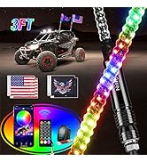 Nilight 2PCS 3FT RGB LED Whip Light, Remote &amp; App Control w/DIY Chasing Patterns Stop Turn Revers...